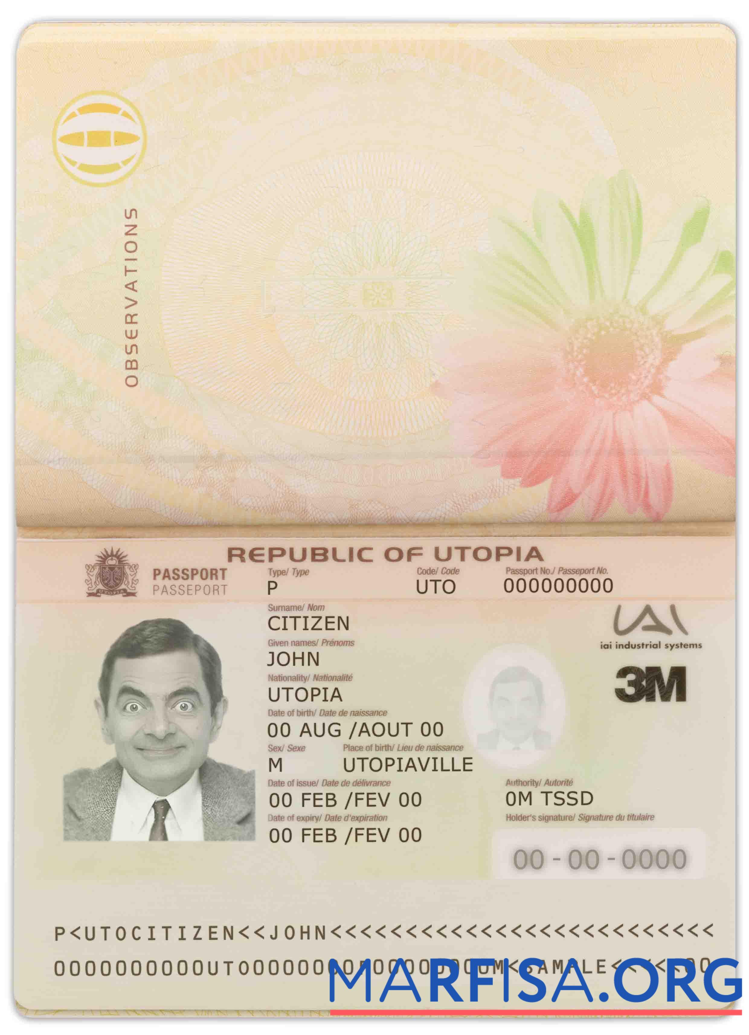 Downloadable Utopia passport real example